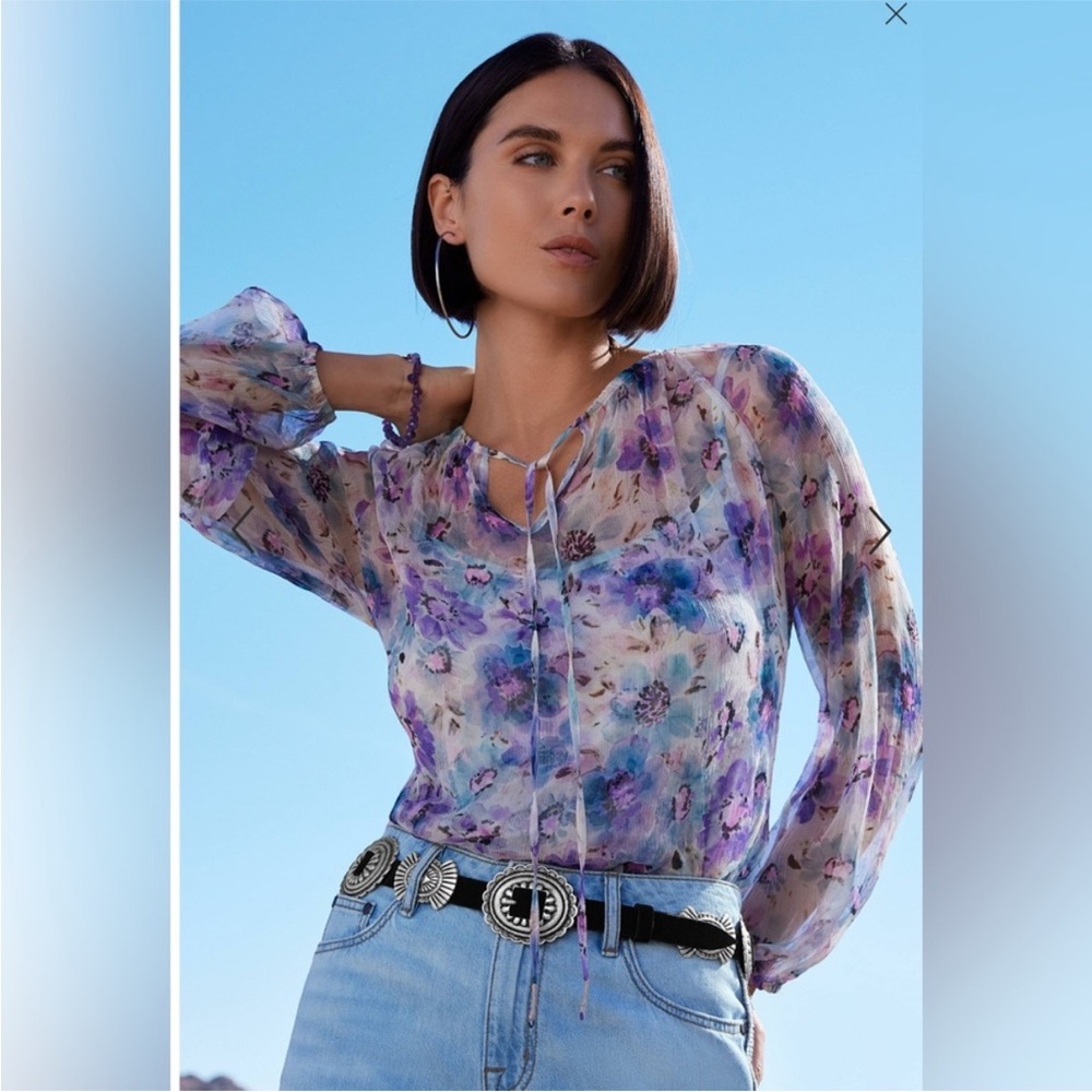 NWT! JOHNNY WAS Women’s XL Glinda Silk Peasant Blouse Floral Pastel Layered CP25